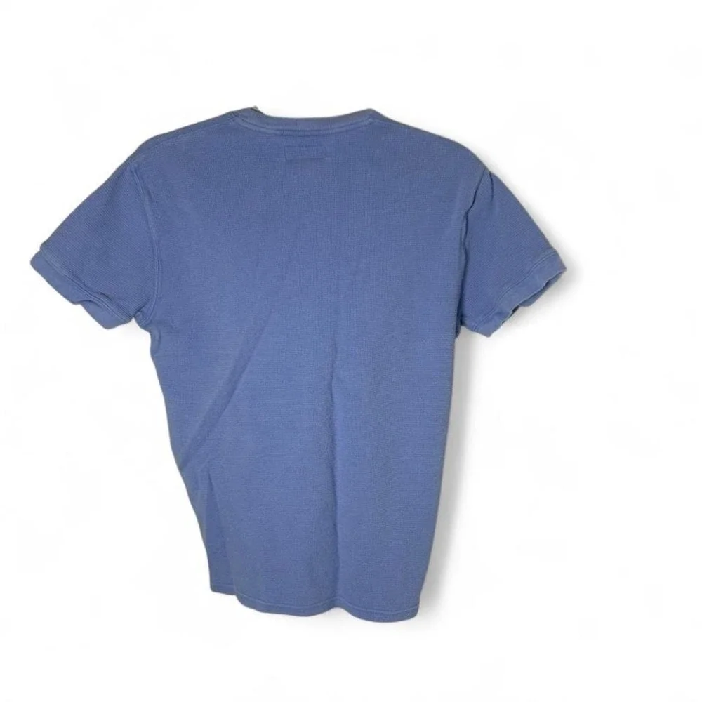 Polo‎ Ralph Lauren Shirt Mens Small Blue Waffle Knit Thermal Crewneck Pony Logo